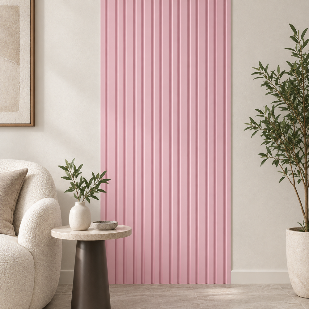 Illustrative pink internal feature wall